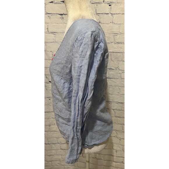 Boden Chambray Cecilia 100% Linen Multi Color Button Blouse size 8 - Picture 3 of 8